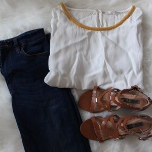 White Tank with Beaded Collar